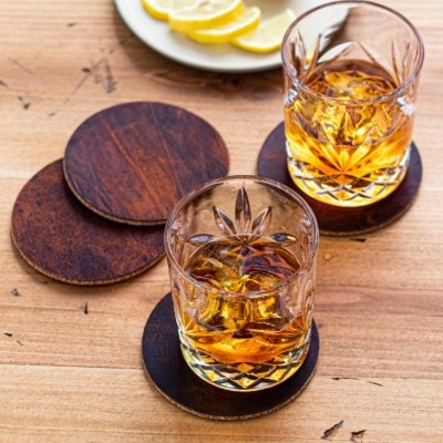 Moose Leather Coaster Set