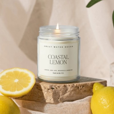Coastal Lemon Soy Candle - Clear Jar - 9 oz