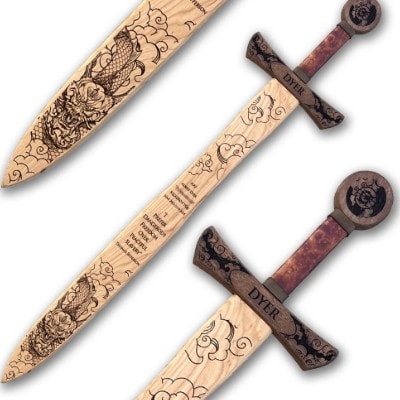 Custom Asian Dragon Sword - Choose your favorite verse or quote