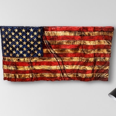 250 for 250 America Waving Wooden Flag, Wall Decor