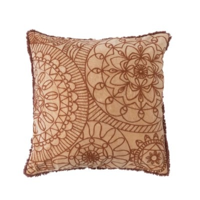 20" Stonewashed Cotton Velvet Pillow with Embroidery