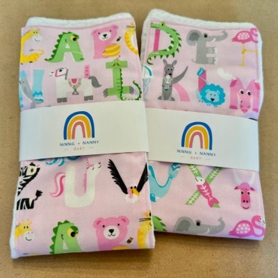 Alphabet Animals - Pink : Burp Cloth