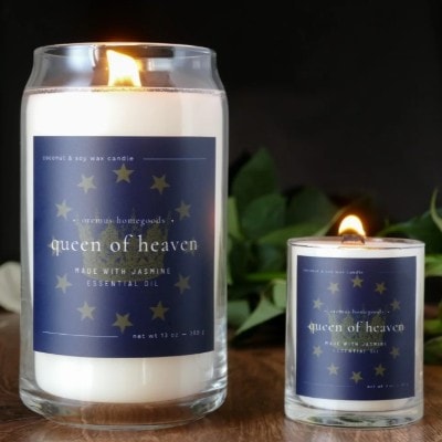 Queen of Heaven Candle with Crackling, Wooden Wick