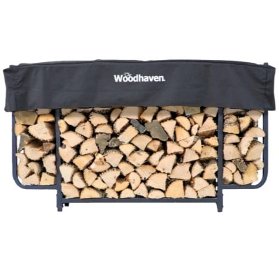 6 ft Courtyard Steel Firewood Rack with Cover