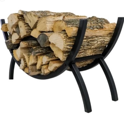 3 ft Crescent Metal Firewood Rack Black Indoor or Outdoor