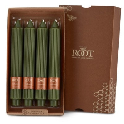 9" Grecian Collenette Dark Olive Box of 4 Candles
