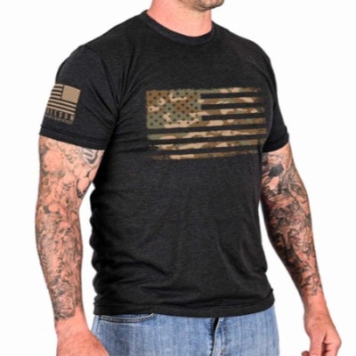 Men's Camo American Flag Patriotic T-Shirt