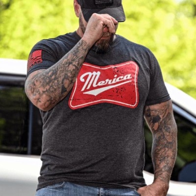 Men's 'Merica Patriotic T-Shirt - Heather Charcoal