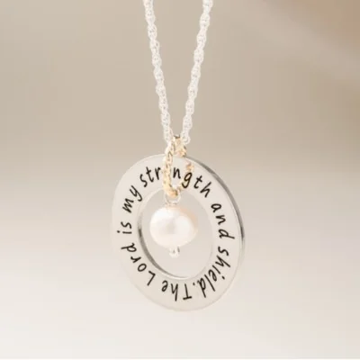 Sterling Silver Pearls of Wisdom Washer Necklace - Choose Your Verse