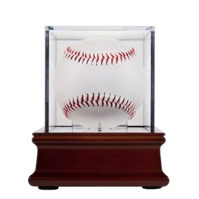 WOOD BASE UV GRANDSTAND BASEBALL DISPLAY