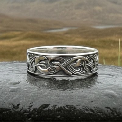 Celtic Raven Ring in Sterling Silver