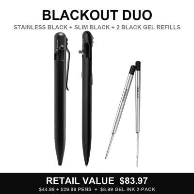 Blackout Duo - Stainless Black + Slim Black + Black Gel Ink Refill 2-Pack