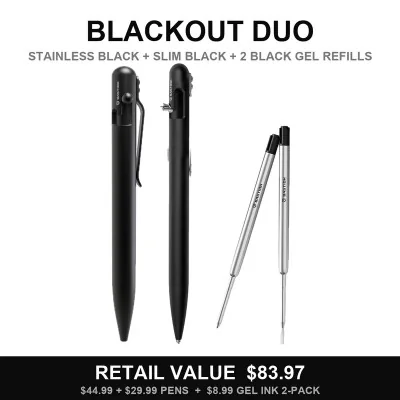 Blackout Duo - Stainless Black + Slim Black + Black Gel Ink Refill 2-Pack