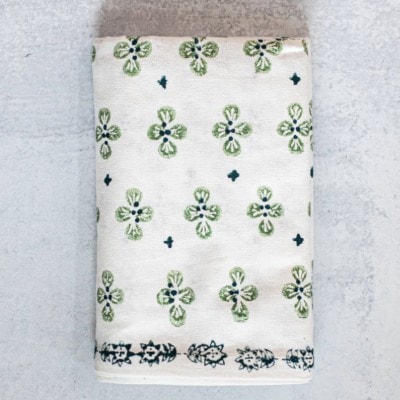 Table Throw (Ivory) - Dogwood Blossom, Sage & Midnight