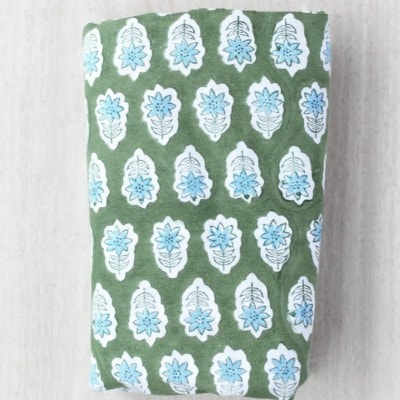 Tablecloth - Poinsettia, Sage & Uniform Blue: 60” x 90”