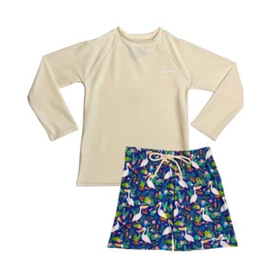 Pelicans in Paradise Boy Long Sleeve Shirt and Trunk Set