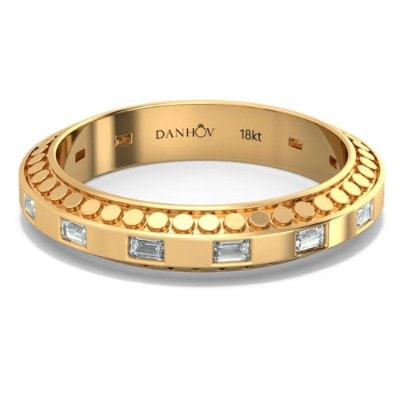 Danhov Tubetto Diamond Wedding Ring in 14kt Yellow Gold