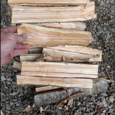 Peach wood splits for smoking meats, 10-pound bag