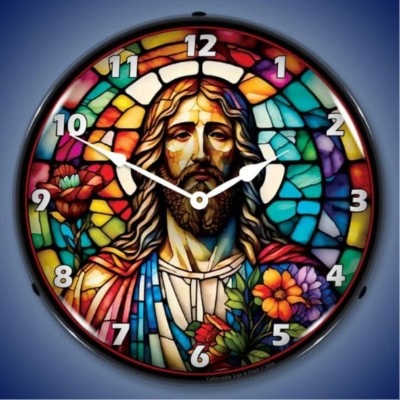 Jesus Christ Church LED Lighted Wall Clock 14 x 14 Inches