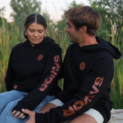 SAVIOR Premium leather patchwork heavyweight hoodie