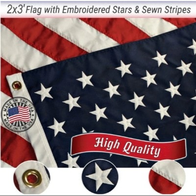 2x3 FT Embroidered American Flag