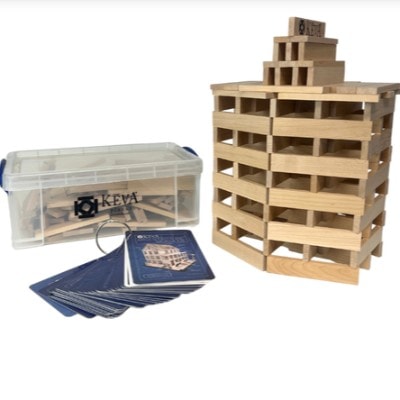 Architecture Bundle: Architecture Module Cards + 100 American Maple KEVA Planks + Clear Storage Bin