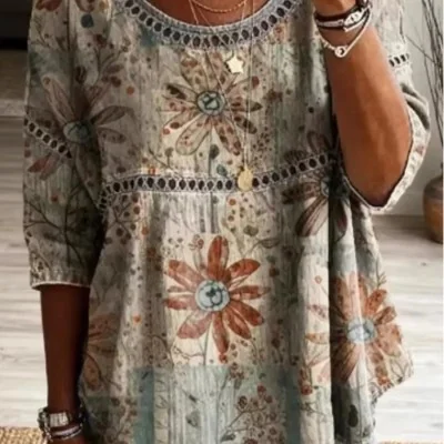 Full Size Hollow Out Round Neck Top