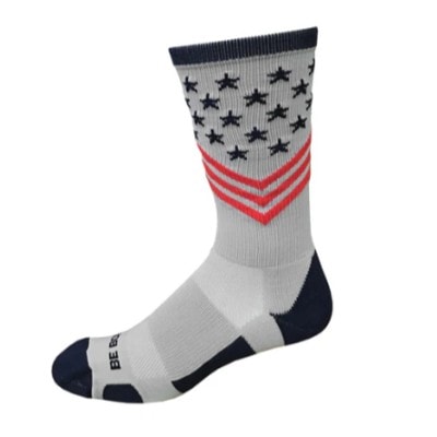 Patriot - Light Grey, Navy & Red. American Made Stars & Stripes Athletic Socks