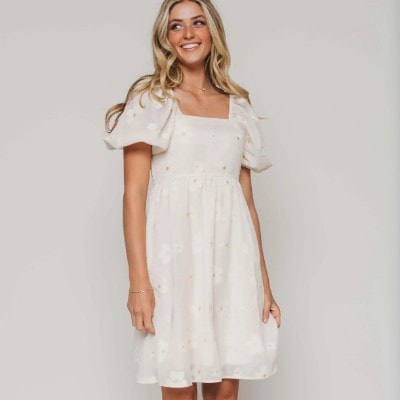 Rylee Cream Floral Midi dress - Maternity Friendly