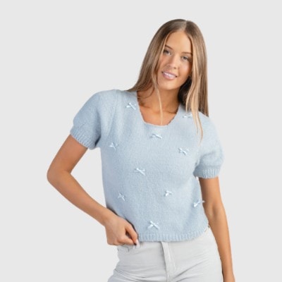 Stella Light Blue Bow Sweater