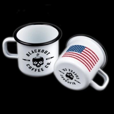 American Flag Camping Enamel Steel Mug 12 oz
